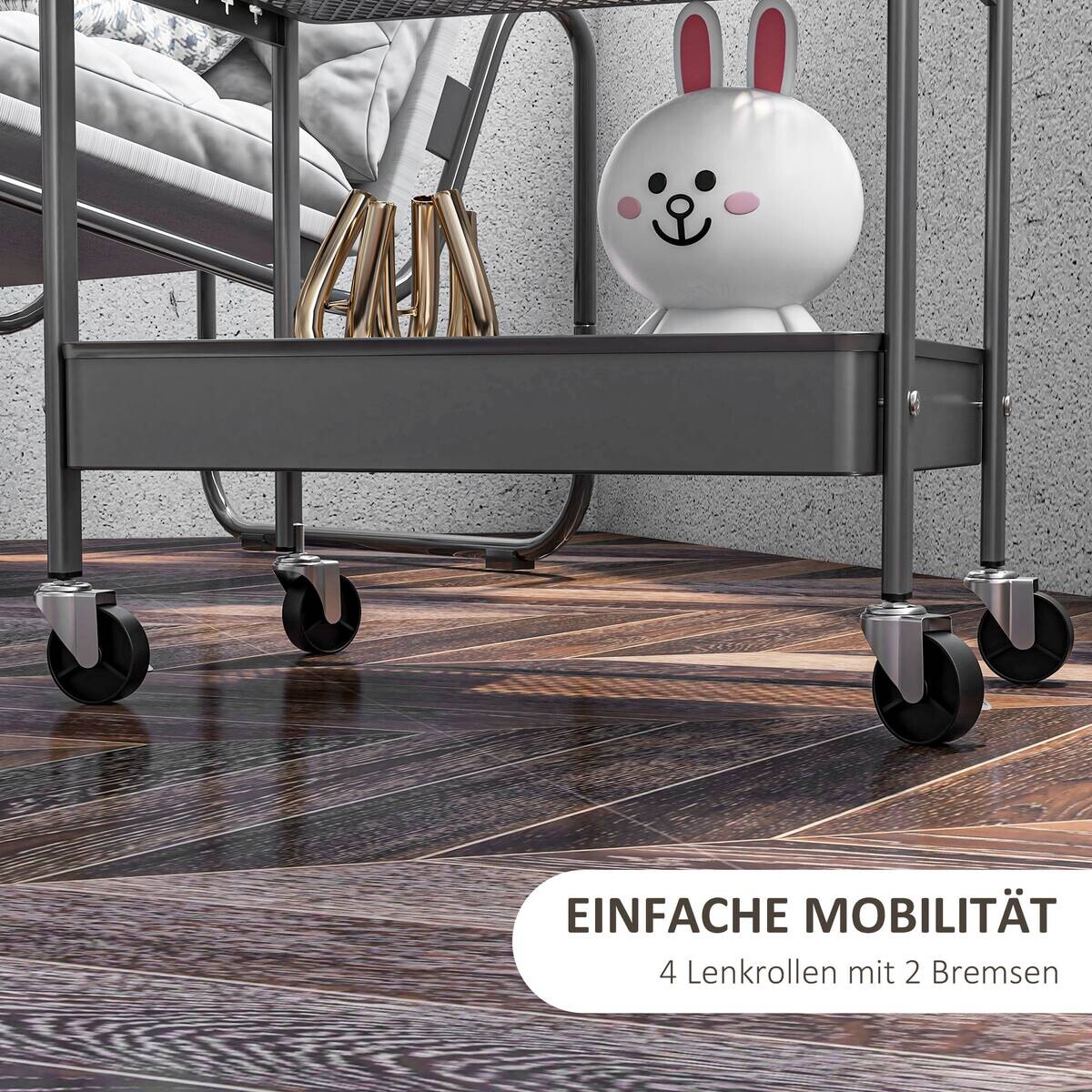 HOMCOM Küchenwagen dunkelgrau Polypropylen B/H/L: ca. 30,5x53,5x75 cm