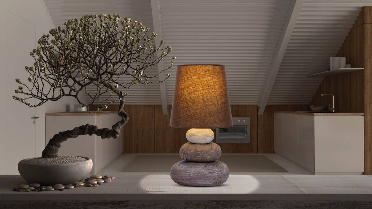 Näve Leuchten Tischleuchte 3045214 braun Keramik B/H/T: ca. 16x31x16 cm E14 1 Brennstellen