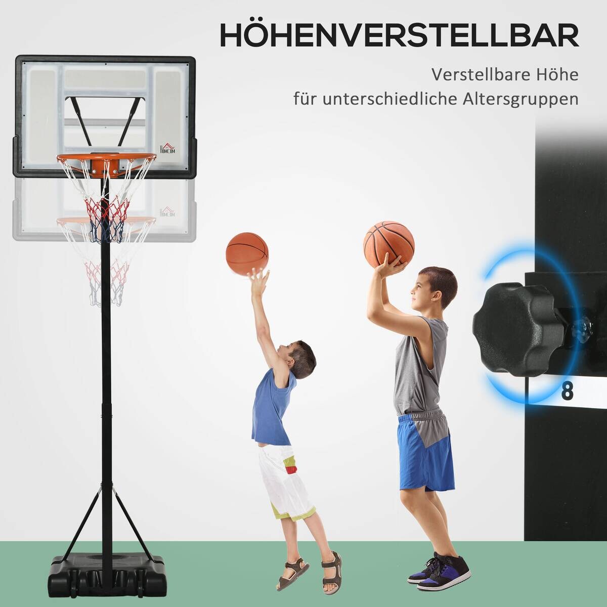 HOMCOM Basketballkorb schwarz B/H/L: ca. 60x90x310 cm