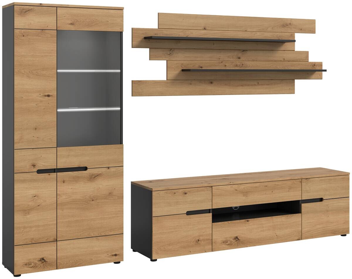 Wohnwand Canu basaltgrau Nachbildung Artisan Oak Nachbildung B/H/T: ca. 280x190x44 cm