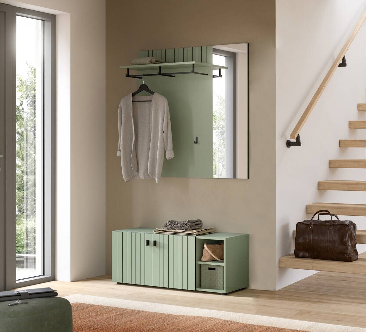 Garderobenpaneel STATION grün B/H/T: ca. 106x106x27 cm