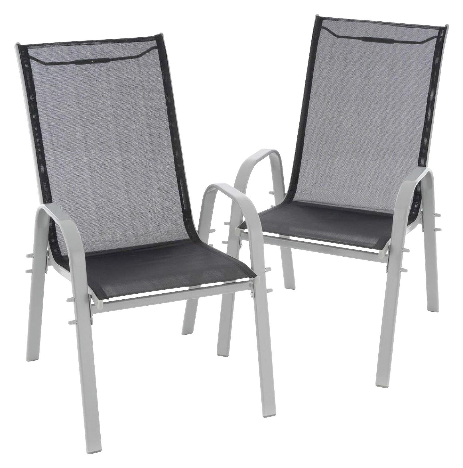 VCM Stapelsessel-Set hellgrau Textilene B/H/T: ca. 55x93x58 cm