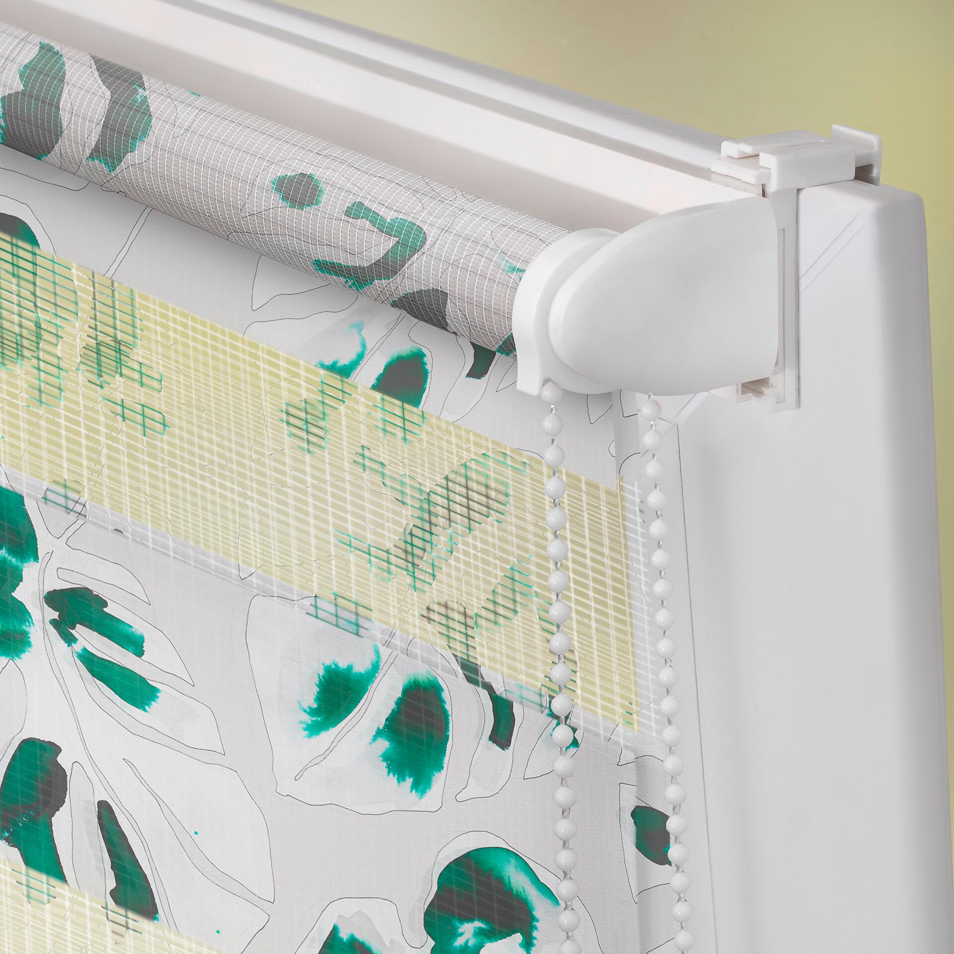 LICHTBLICK Doppelrollo Duo Monstera schwarz B/T: ca. 70x150 cm