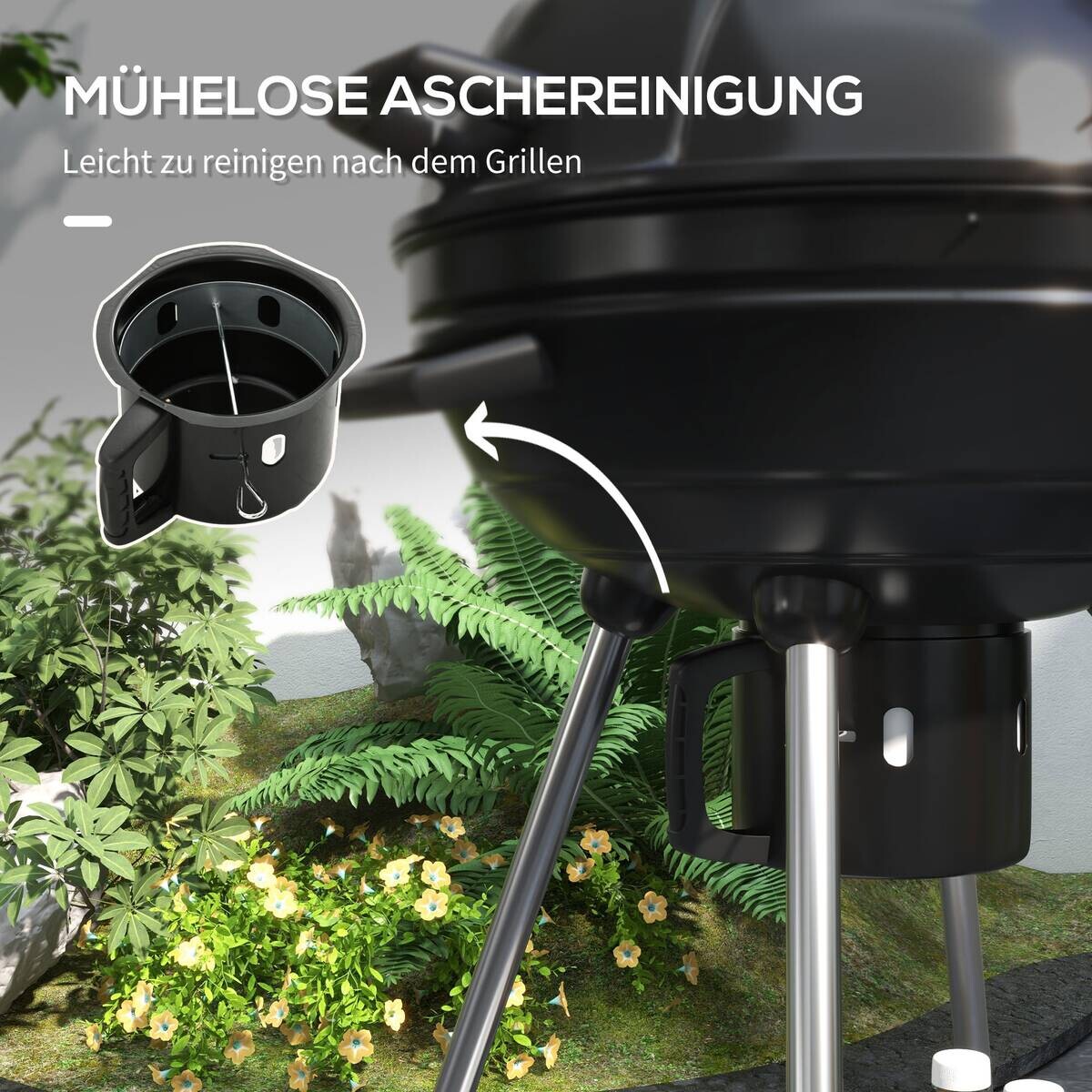 Outsunny Grill Edelstahl B/H/L: ca. 55x65x89 cm