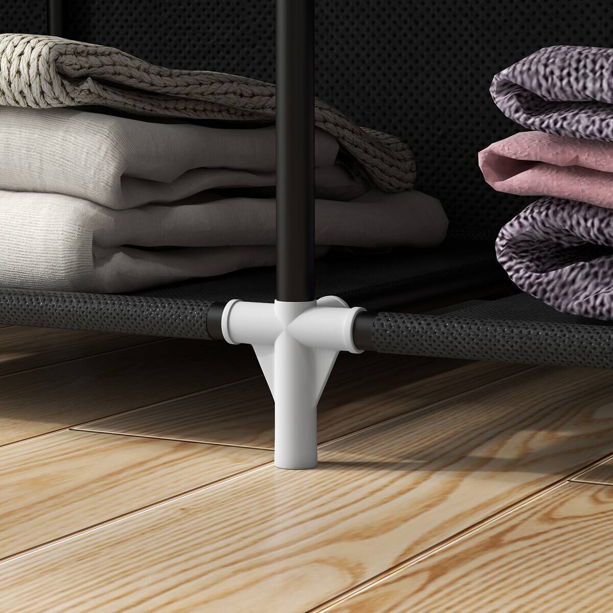 HOMCOM Kleiderschrank schwarz Edelstahl B/H/L: ca. 43x125x162,5 cm