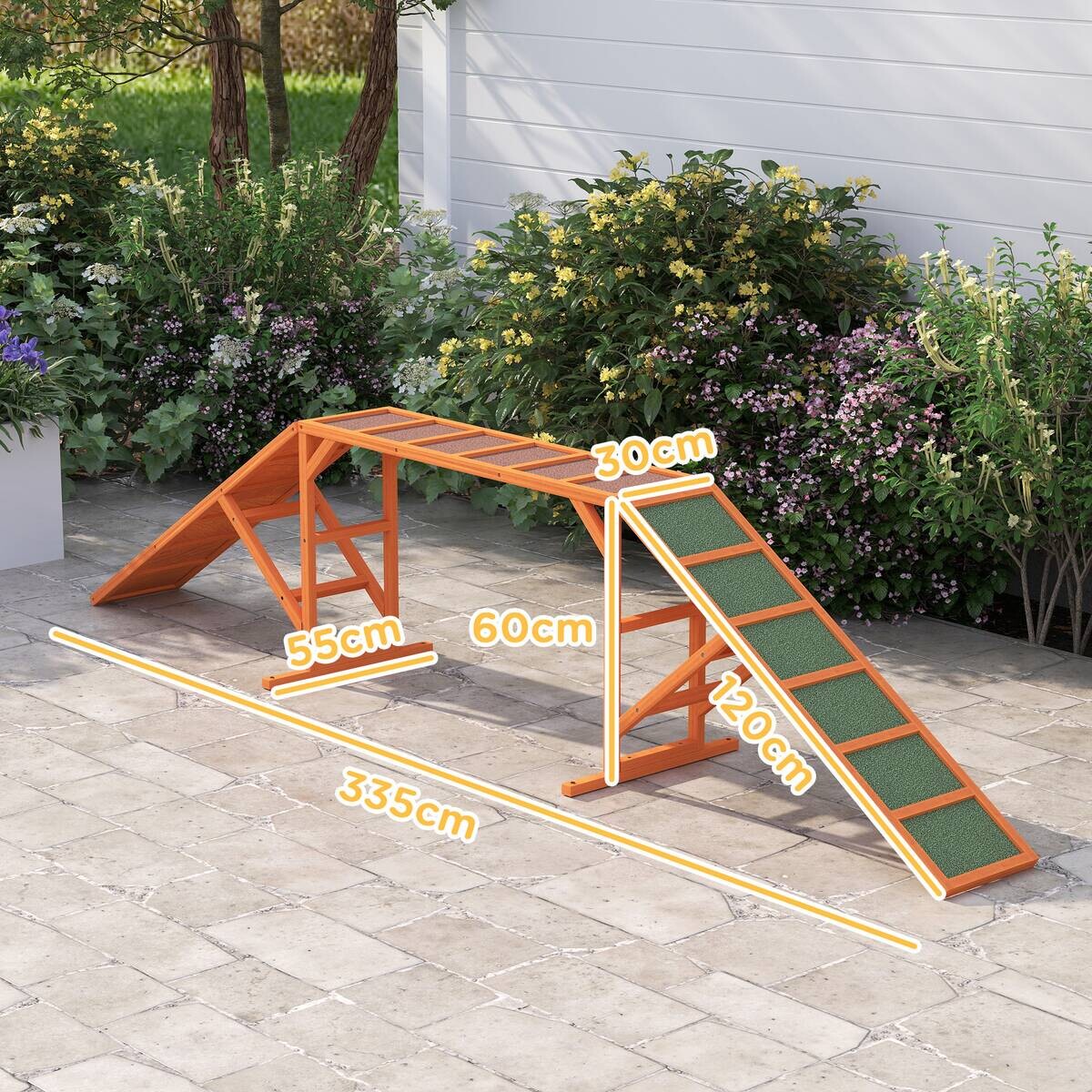 PawHut Hunde Agility Steg orange Holz B/H/L: ca. 55x60x335 cm