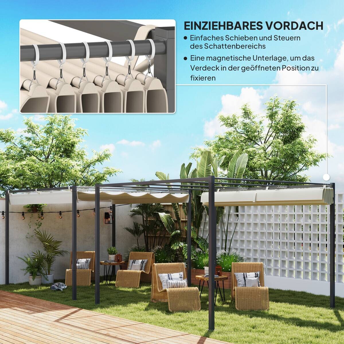 Outsunny Pergola beige Metall B/H/L: ca. 297x221x298 cm