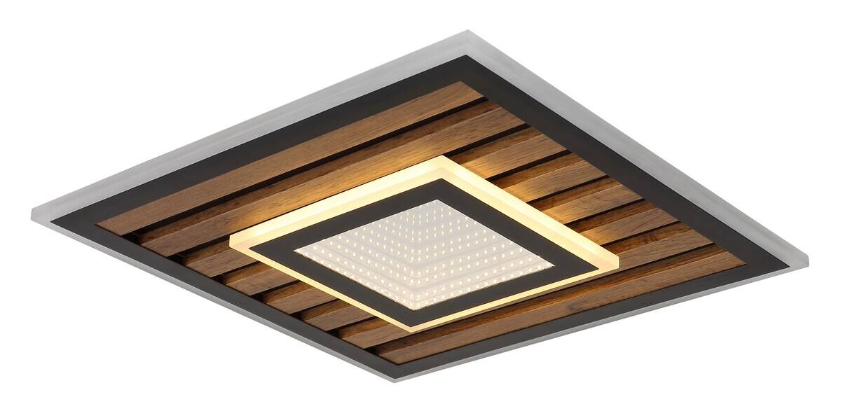 GLOBO Deckenleuchte Opal mattschwarz Metall MDF B/H: ca. 40x6 cm 1 Brennstellen