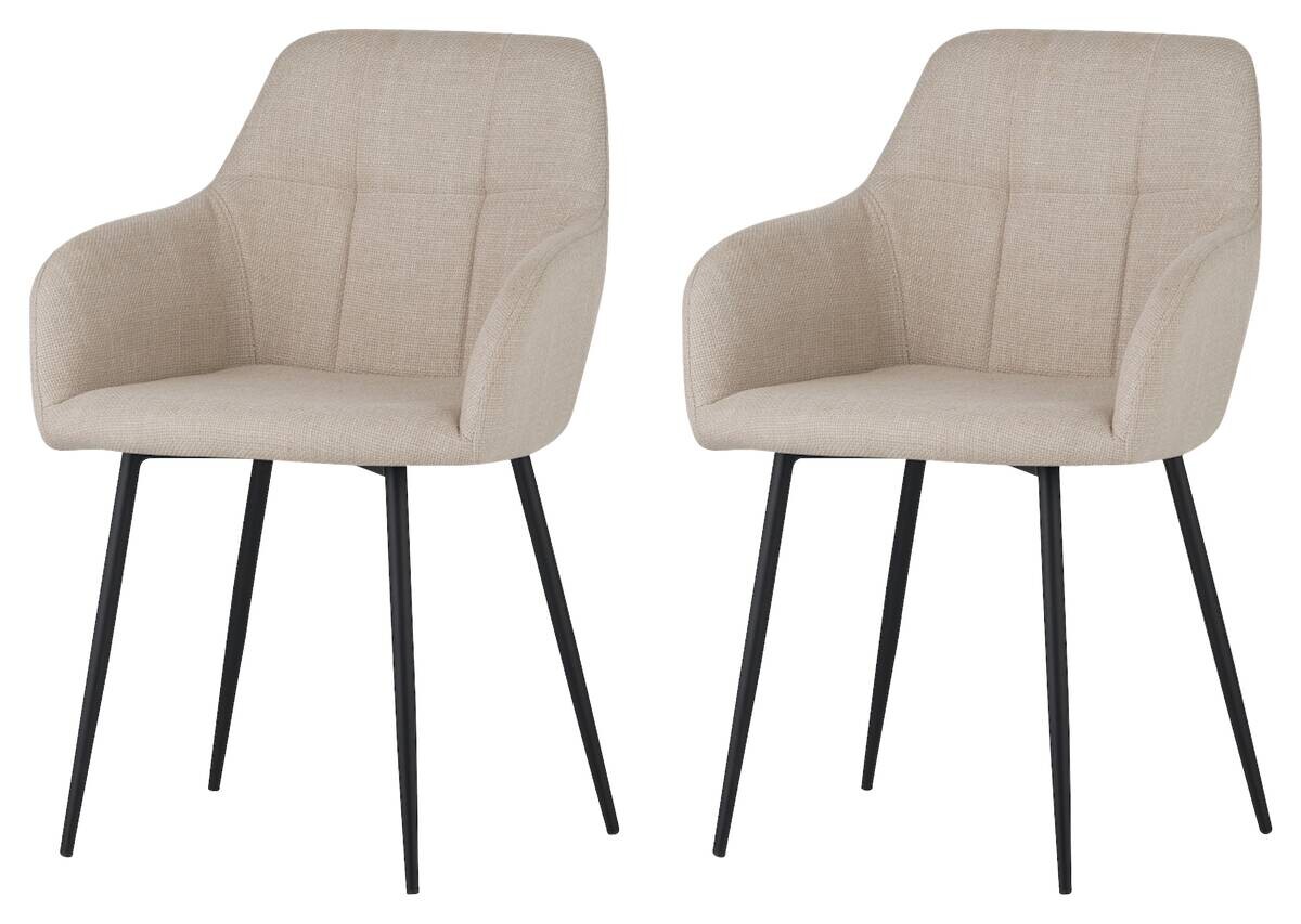 Armlehnstuhl Maria, 2er-Set beige Microfaser Webstoff B/H/T: ca. 55x84x61 cm