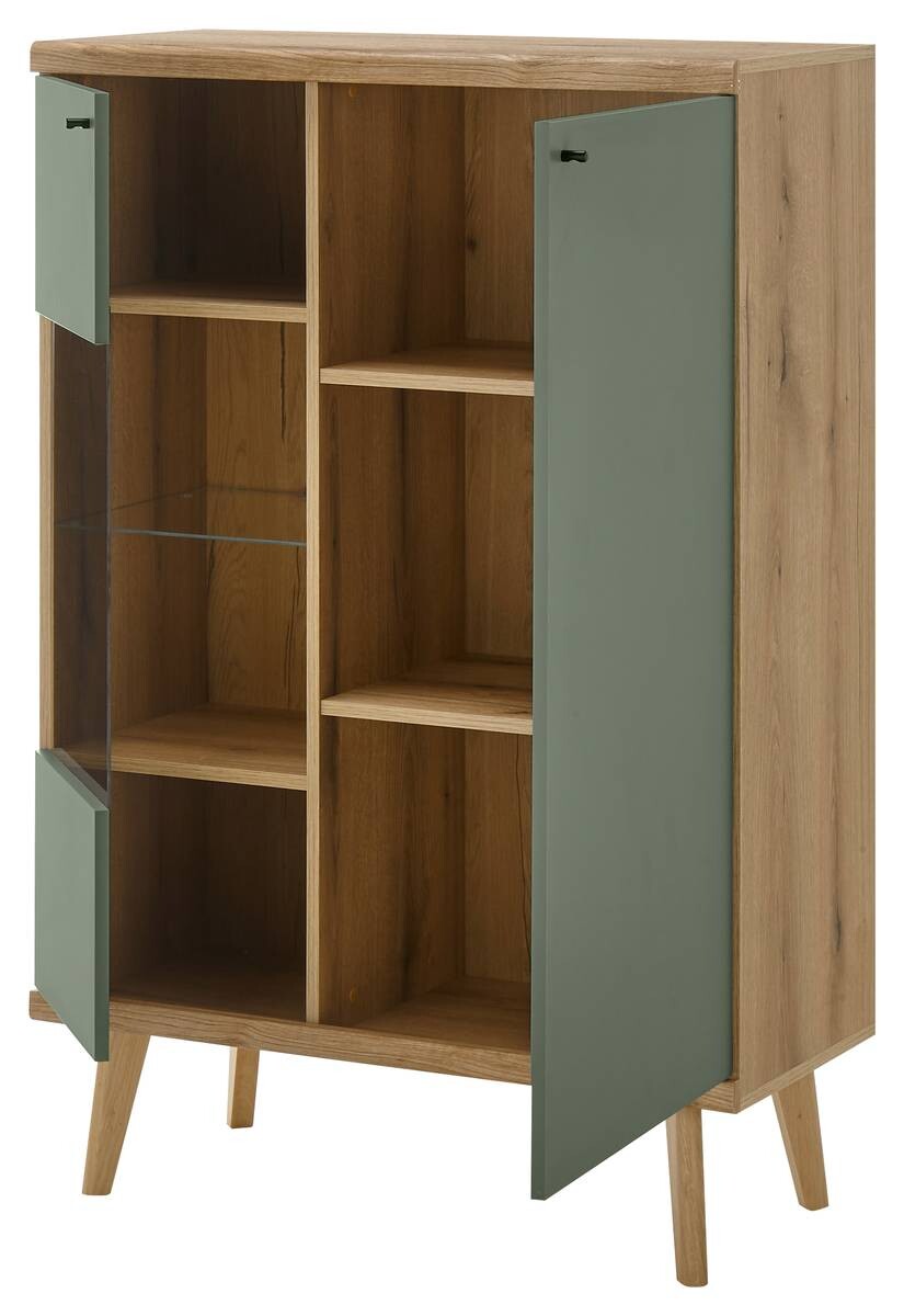 Vitrine Alva Eiche Evoke Coast Nachbildung salbei B/H/T: ca. 90x134x40 cm