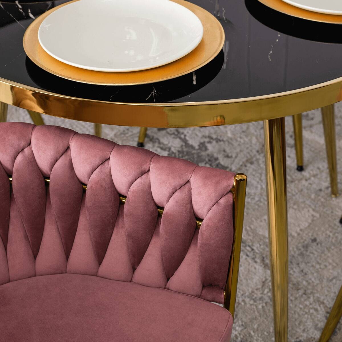 Stuhl CAPRI rosé Velourstoff B/H/T: ca. 65x73x54 cm