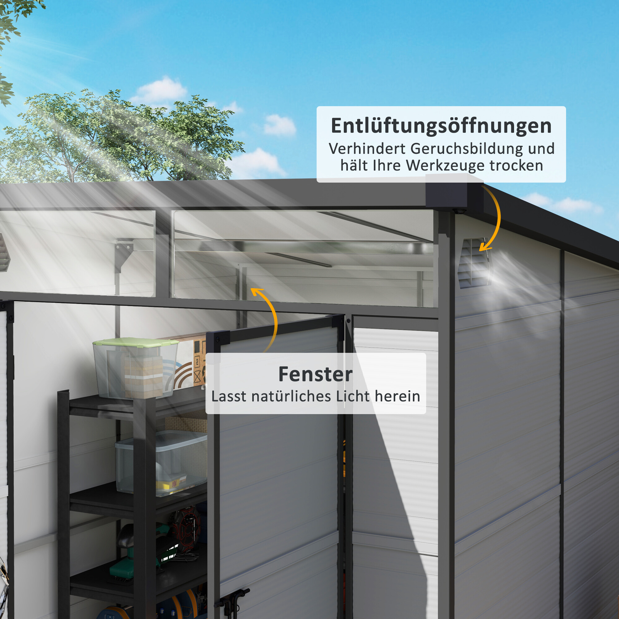 Outsunny Gerätehaus hellgrau B/H/L: ca. 191x215x190 cm