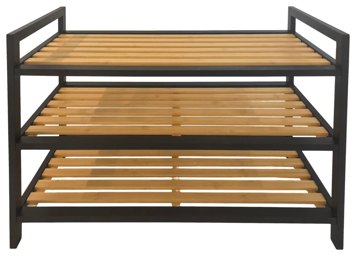 Schuhregal Jessica schwarz natur Bambus B/H/T: ca. 70x49x30 cm