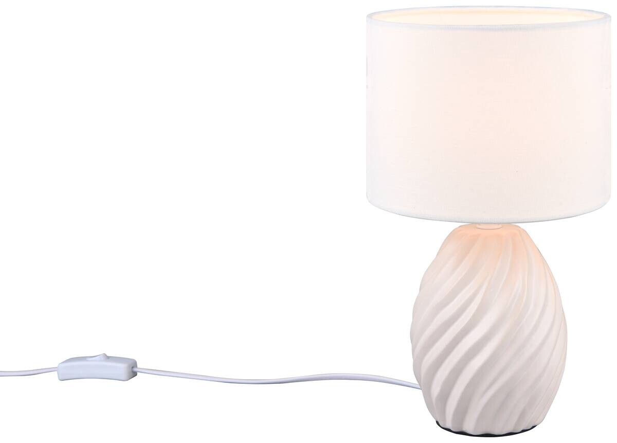 Reality Tischleuchte Melva weiß Keramik Stoff H/D: ca. 31x18 cm E14 1 Brennstellen