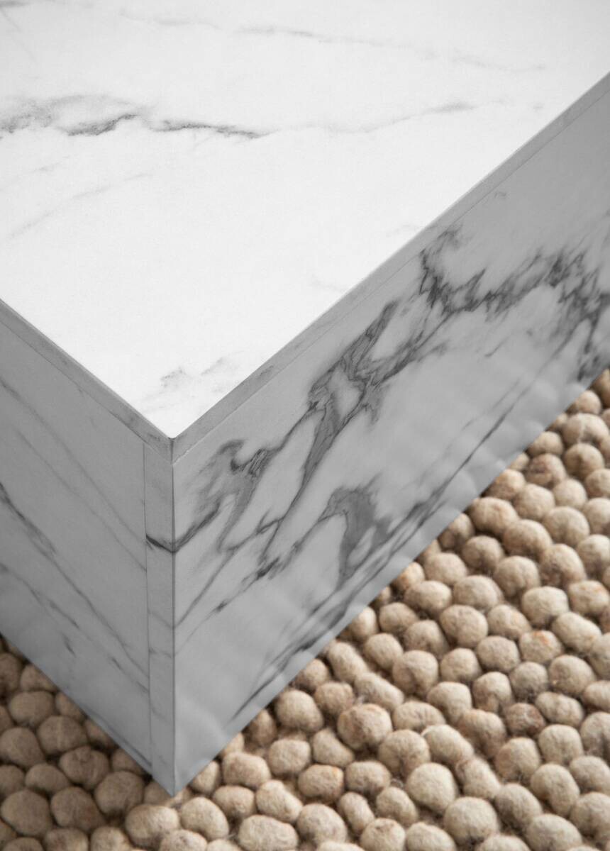 Wohnling Couchtisch weiß Marmor schwarz B/H/T: ca. 120x40x60 cm