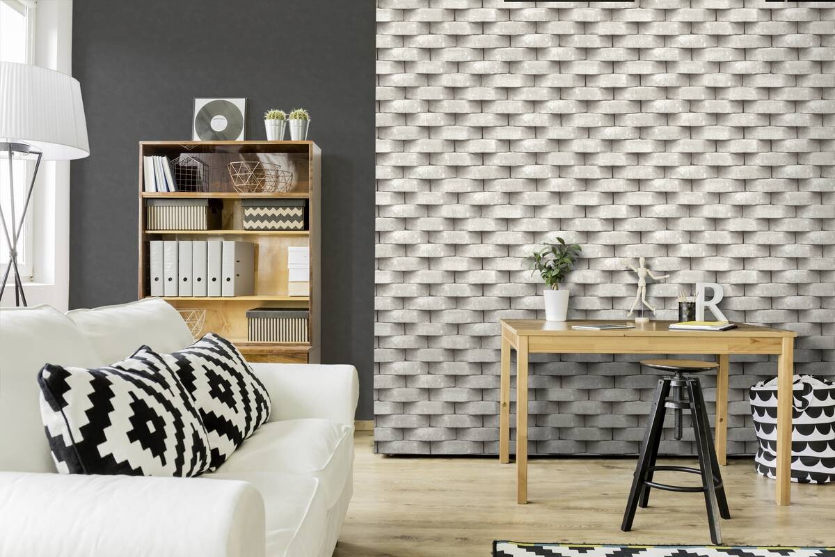 Vliestapete Steinoptik beige grau B/L: ca. 53x1005 cm