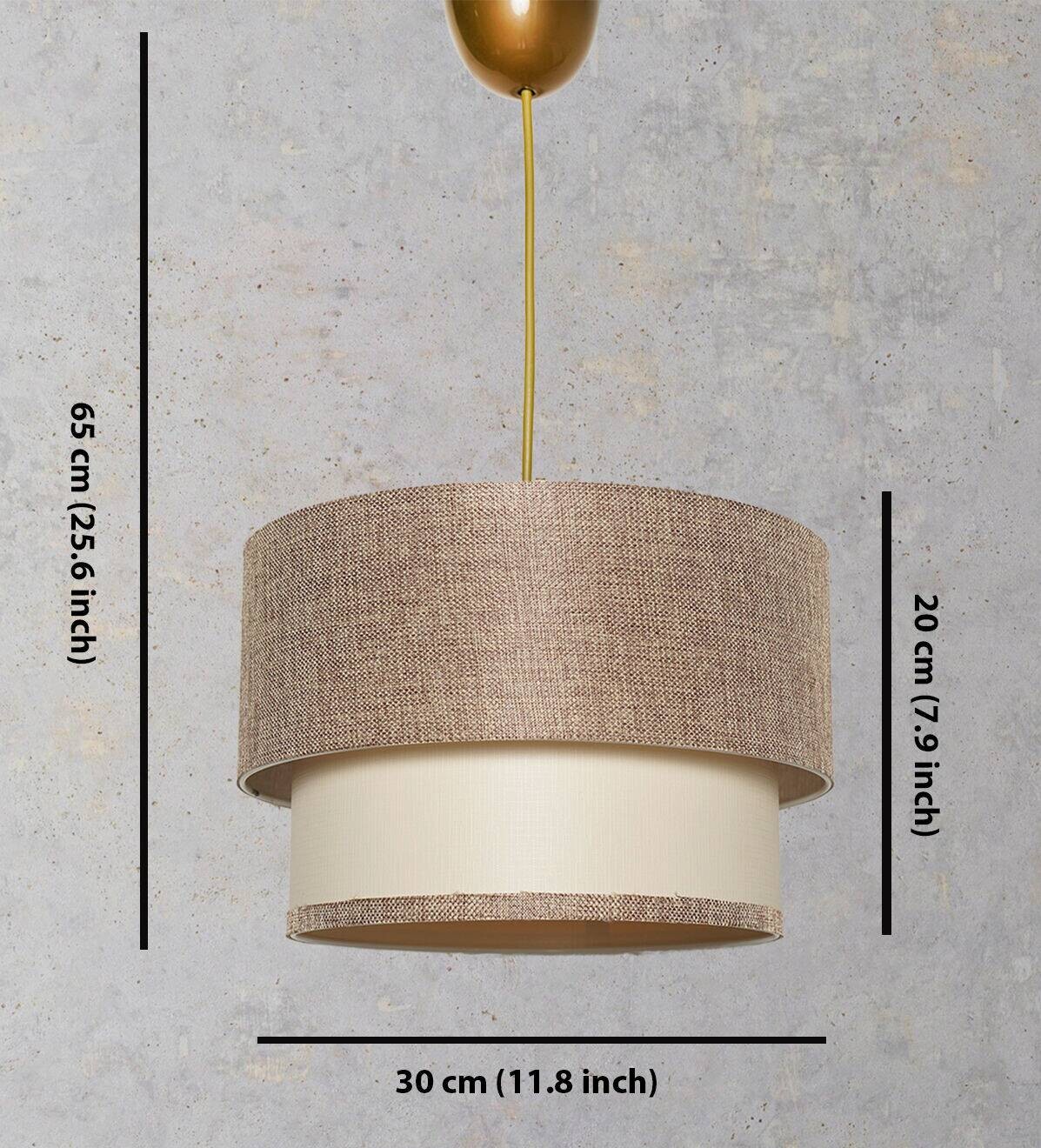 Opviq Pendelleuchte Tubol beige creme Baumwolle Metall B/H/L: ca. 30x65x30 cm E27 1 Brennstellen