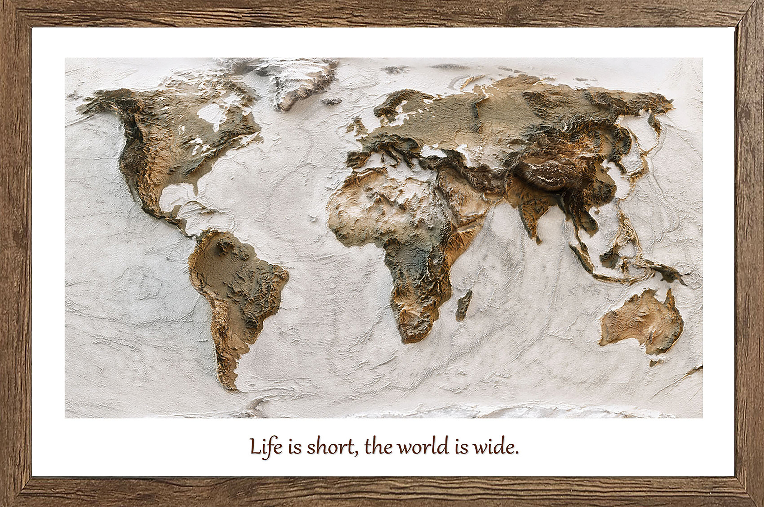 Gerahmtes Bild Weltkarte B/H: ca. 70x50 cm