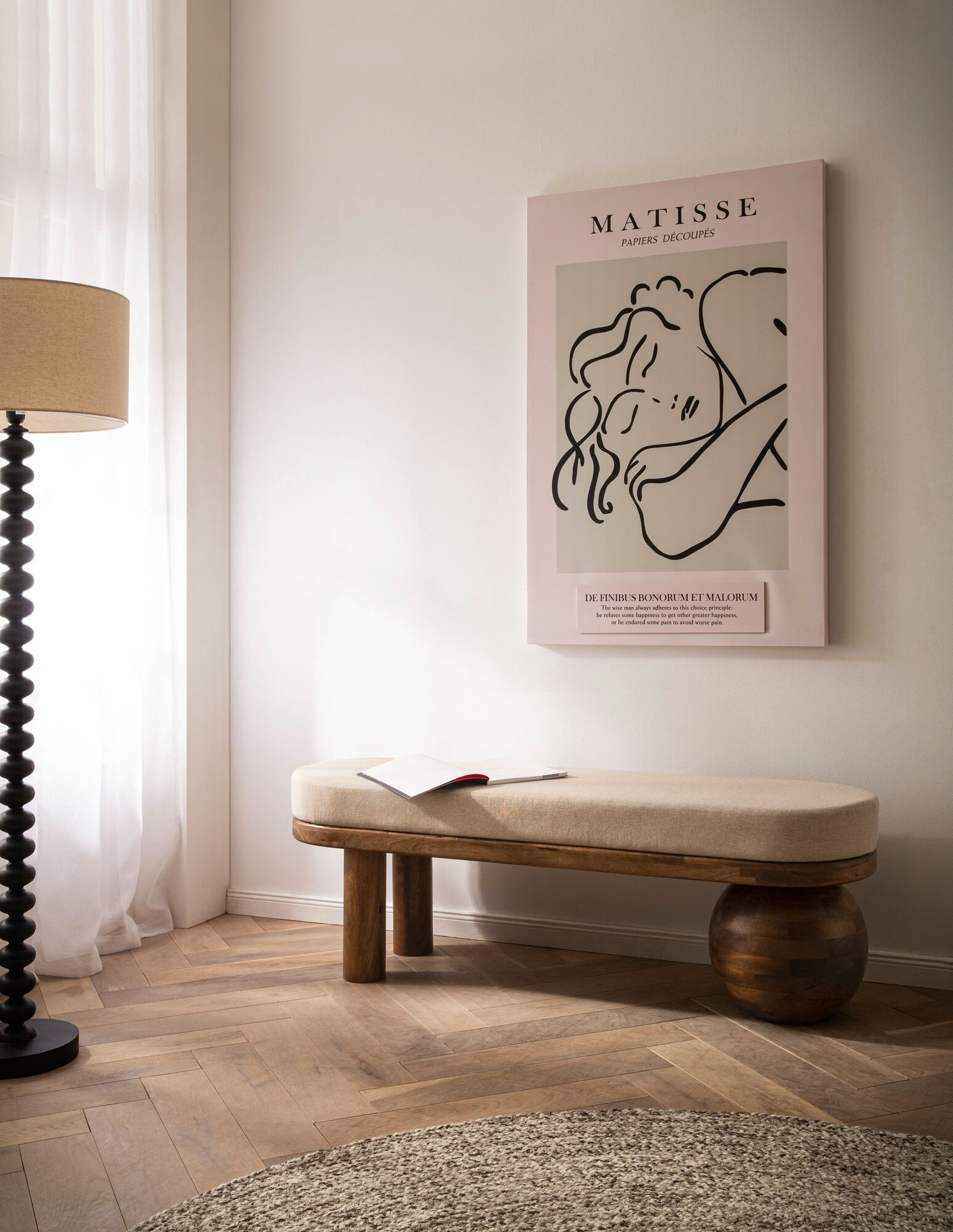 Sitzbank braun beige Mango Leder B/H/T: ca. 140x47,5x41,5 cm