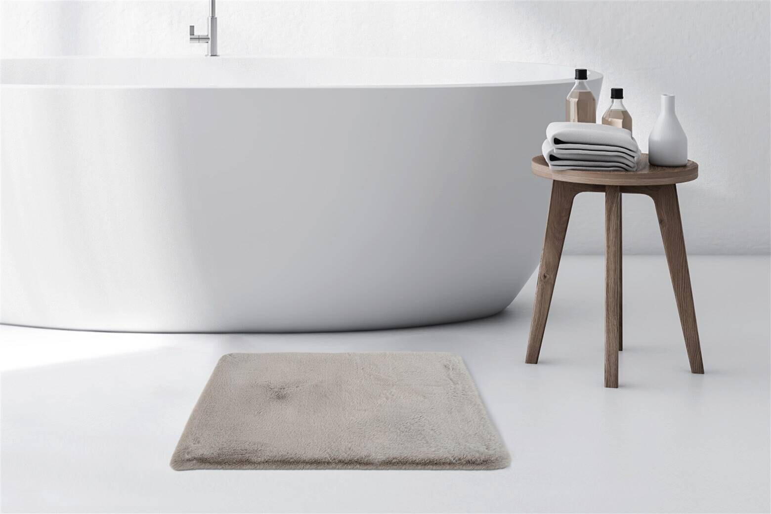 Kayoom Hochflorteppich Badematte Rabbit 325 hellgrau B/H/L: ca. 40x3,5x60 cm