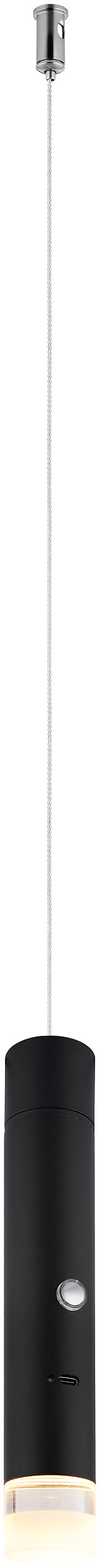 GLOBO LED-Hängeleuchte klar mattschwarz Metall Acryl H/D: ca. 120x3,8 cm 1.0 Brennstellen