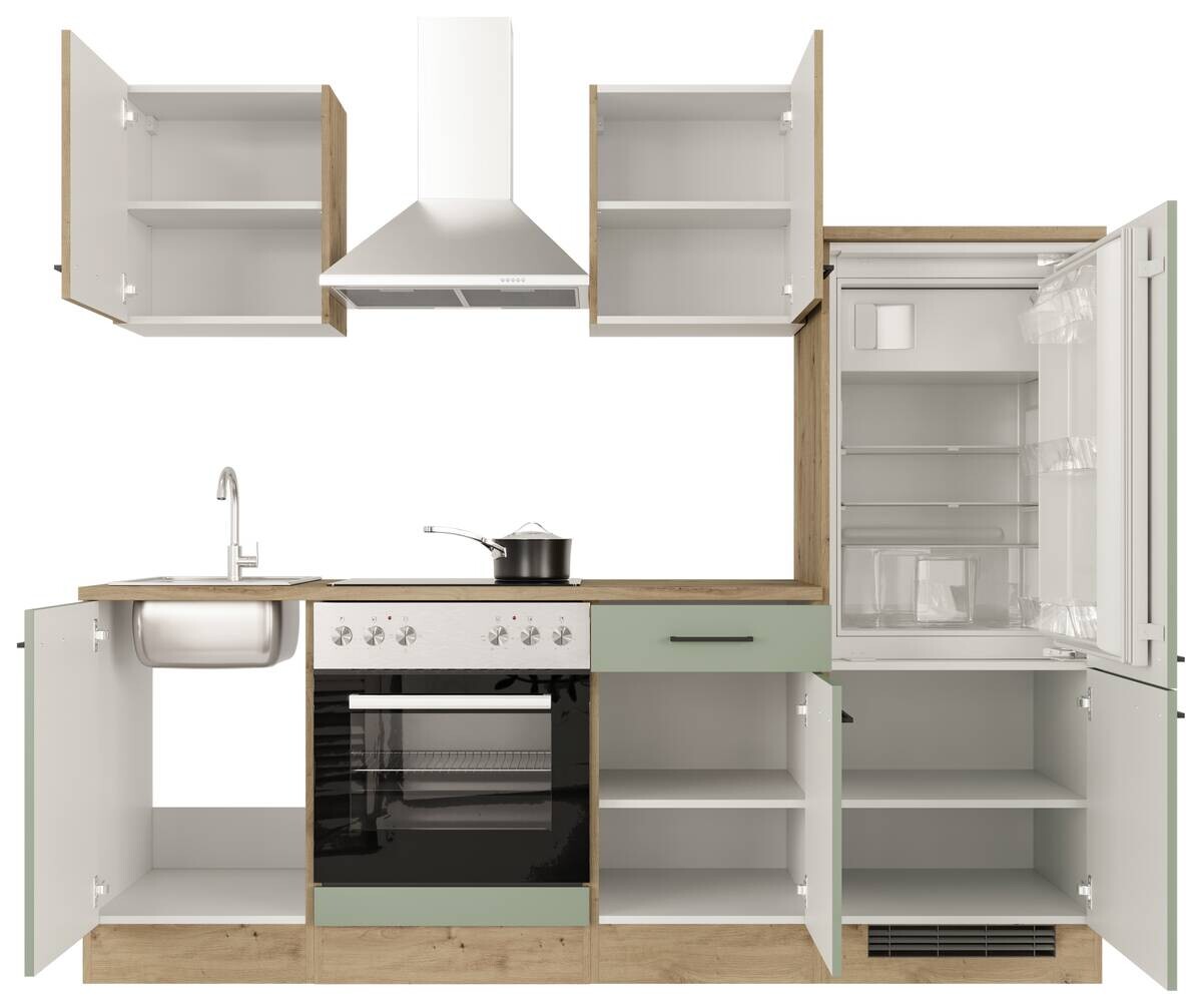 Küchenblock Cara grün matt B/H/T: ca. 220x200x60 cm
