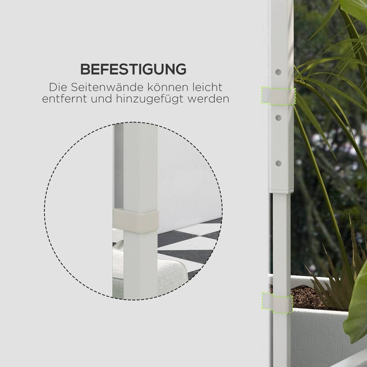 Outsunny Pavillon-Seitenwände weiß Polyester H/L: ca. 195x295 cm