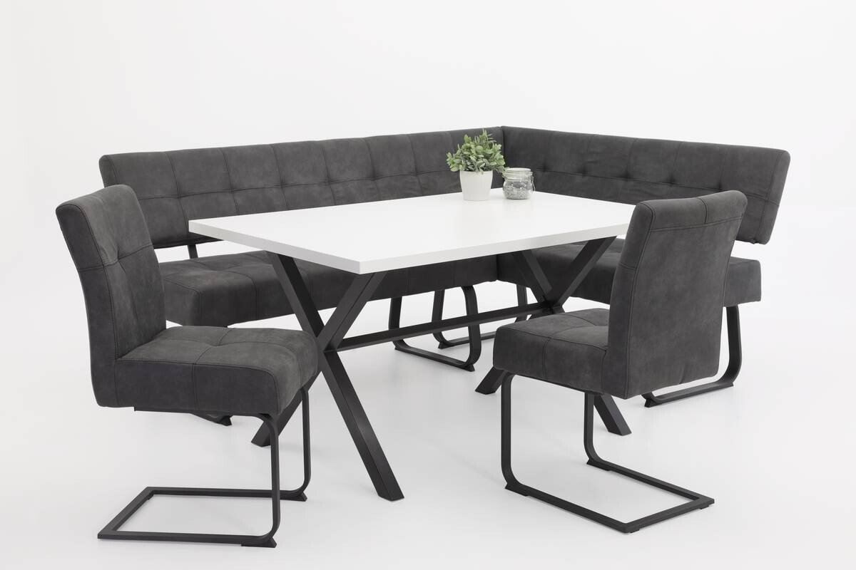 Eckbank LUISE LEB anthrazit Vintage Optik anthrazit B/H/T: ca. 202x92x152 cm