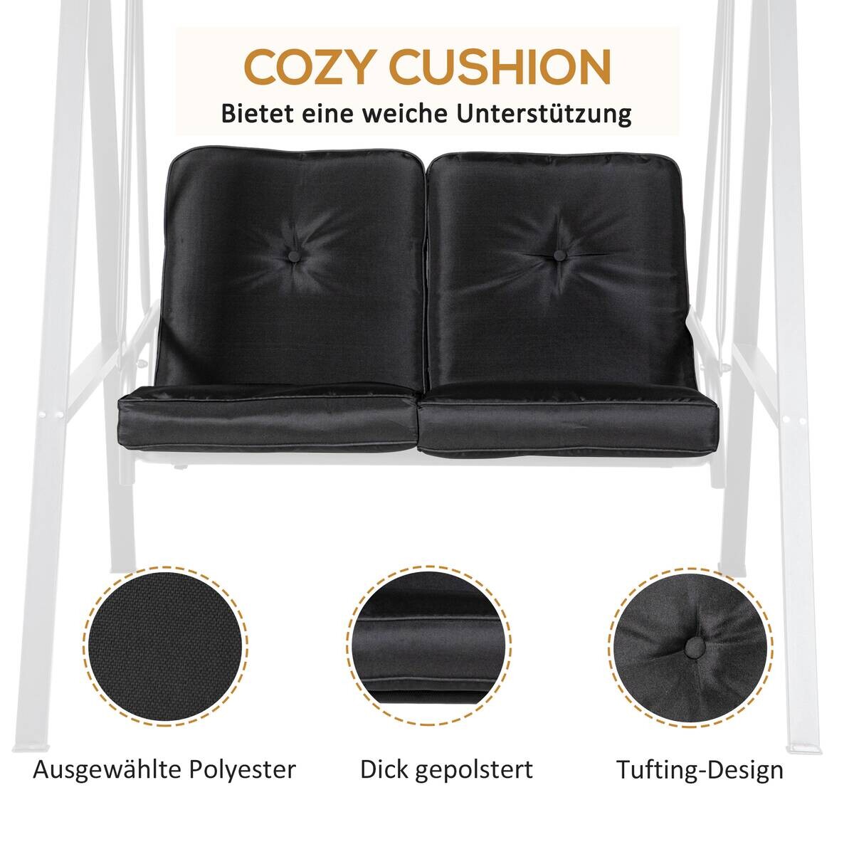 Outsunny Hollywoodschaukel schwarz Polyester B/H/L: ca. 116x172x145 cm