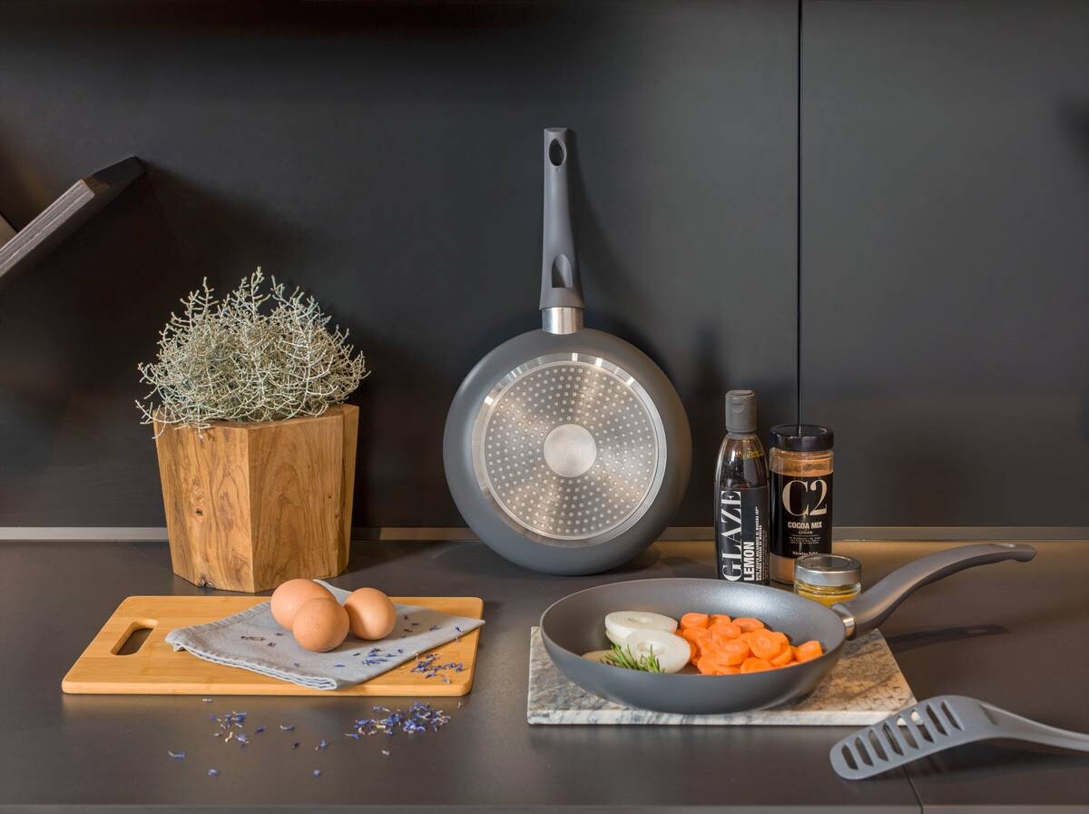 TOGNANA Topfset Grancucina Cop.& Char schwarz Aluminium 8 tlg.