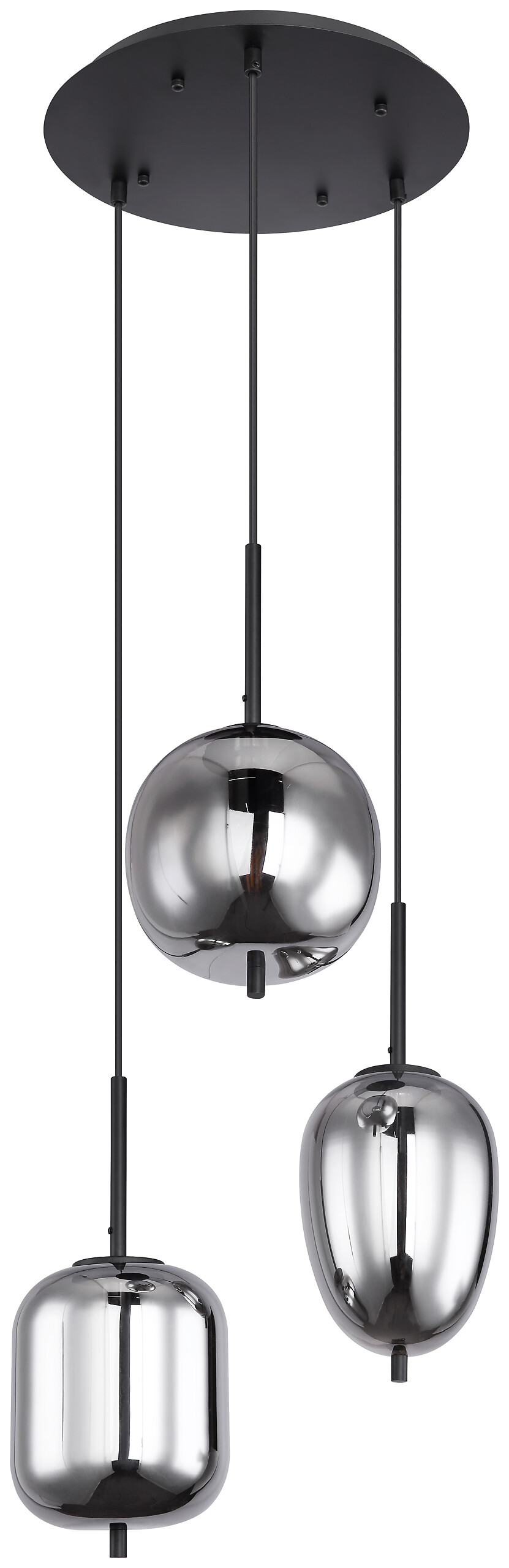 GLOBO Pendelleuchte Blacky schwarz Metall Rauchglas H/D: ca. 120x46 cm E14 3 Brennstellen