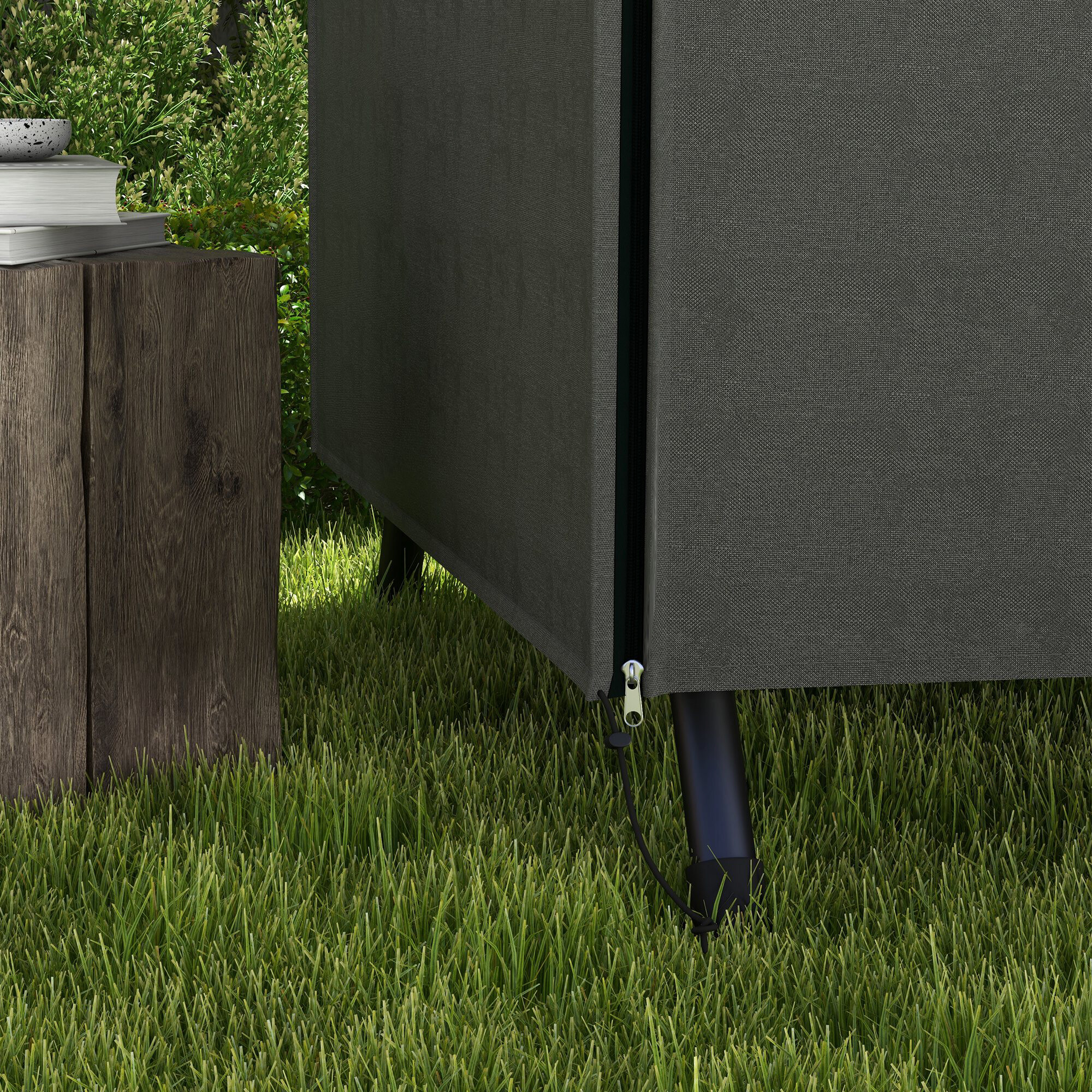 Outsunny Abdeckplane dunkelgrau Polyester B/H/L: ca. 124x164x205 cm