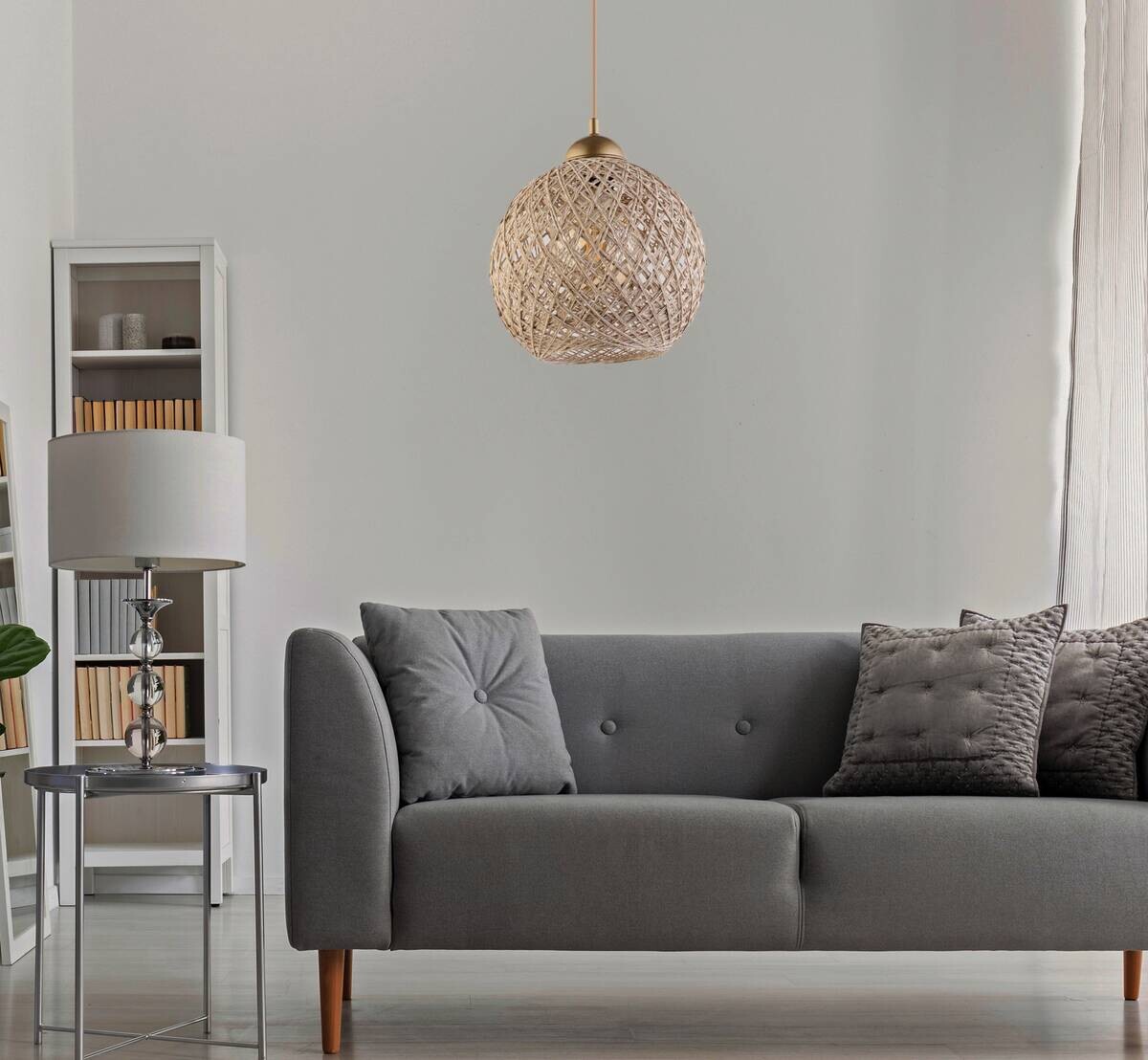 Opviq Pendelleuchte weiß braun B/H/T/L: ca. 22x55x24x22 cm E27 1 Brennstellen