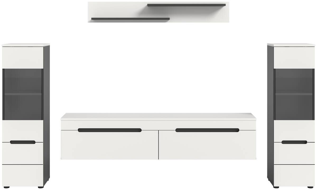 Wohnwand Canu basaltgrau weiß B/H/T: ca. 272x141x33 cm