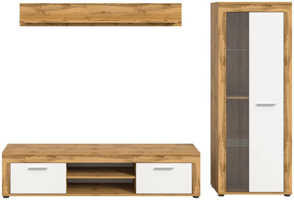 Wohnwand Jam Eiche Wotan Nachbildung weiß B/H/T: ca. 235x159x35 cm