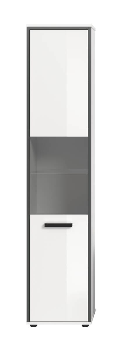 Midischrank KOJAK weiß Hochglanz anthrazit grau B/H/T: ca. 40x188x34 cm