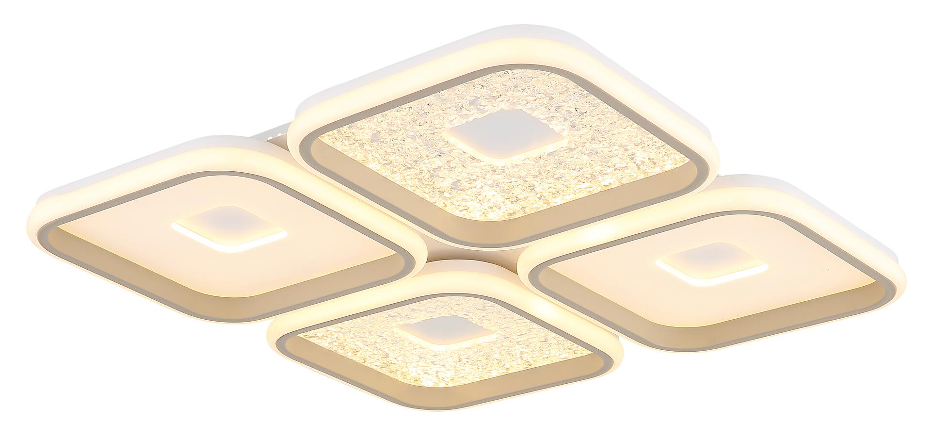 GLOBO LED-Deckenleuchte weiß Opal sand Metall Kunststoff B/H/L: ca. 54x7,8x54 cm 1 Brennstellen