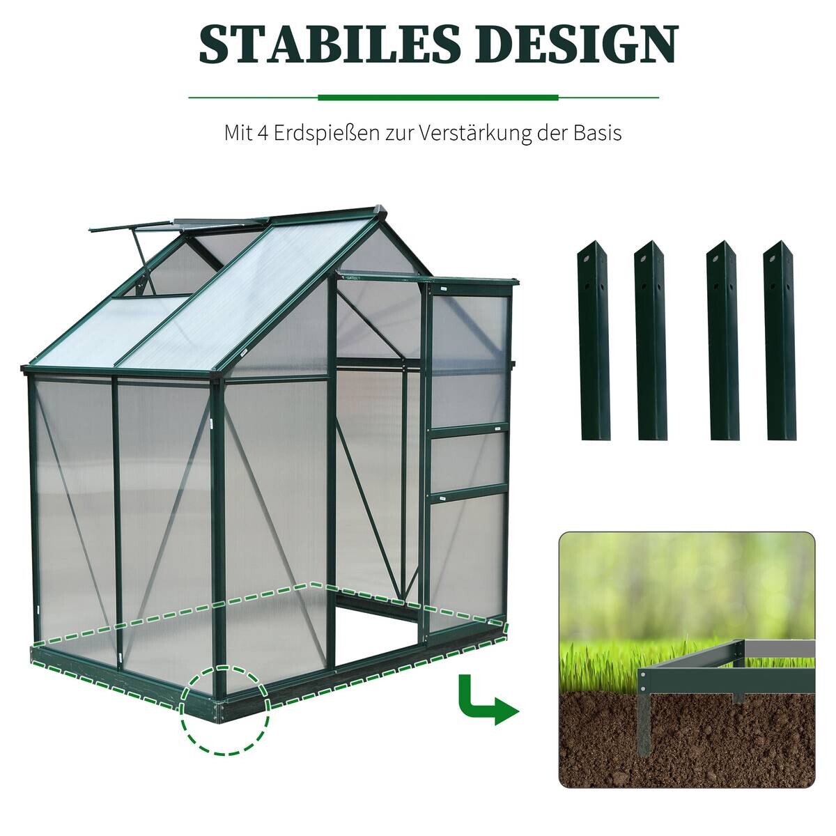 Outsunny Gewächshaus B/H/L: ca. 132x201x190 cm