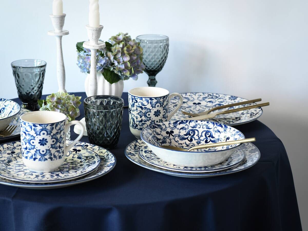 CreaTable Kombiservice Fresco blau Steingut 16 tlg.