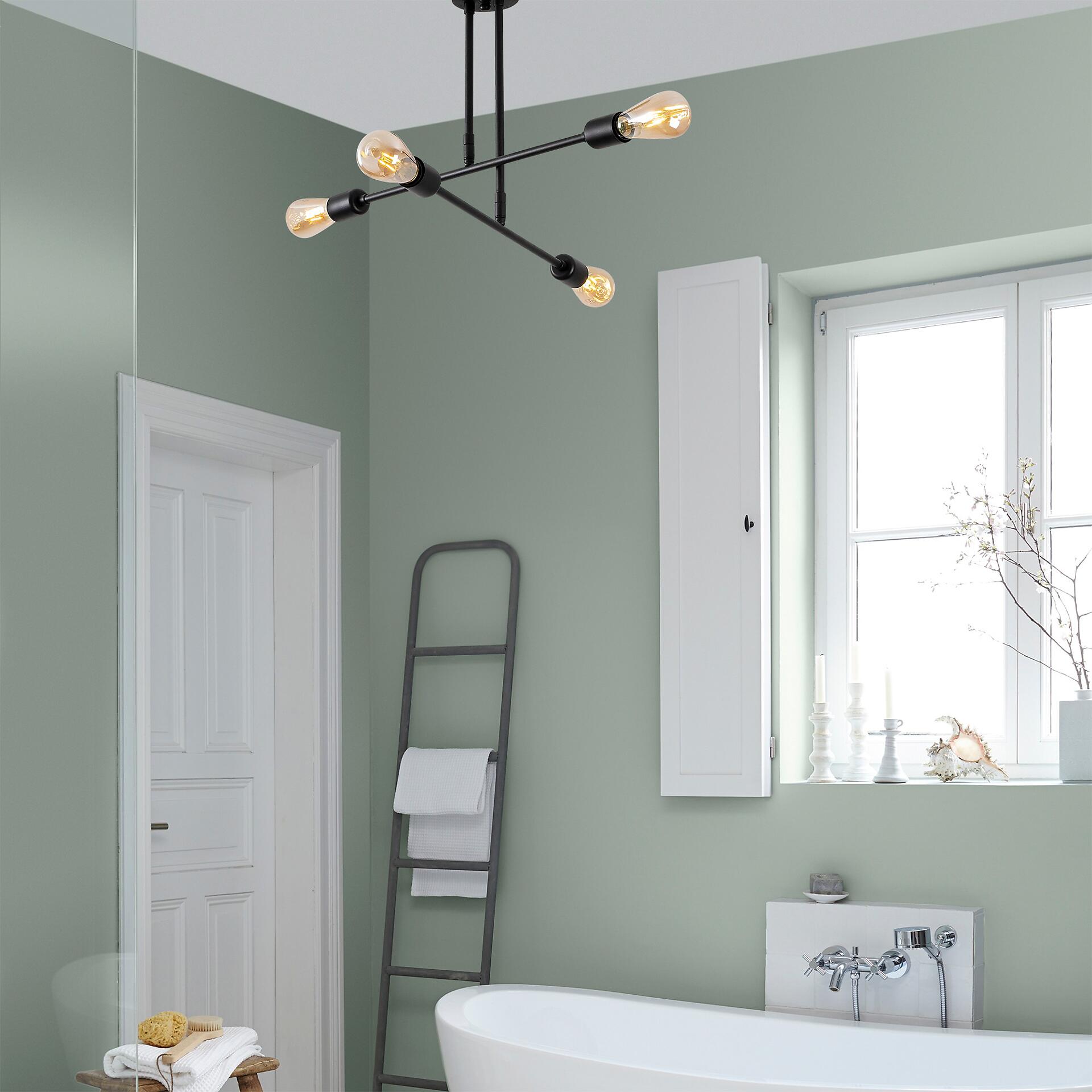 Opviq Deckenleuchte Flower schwarz B/H/T/L/D: ca. 70x40x70x70x70 cm E27 4 Brennstellen