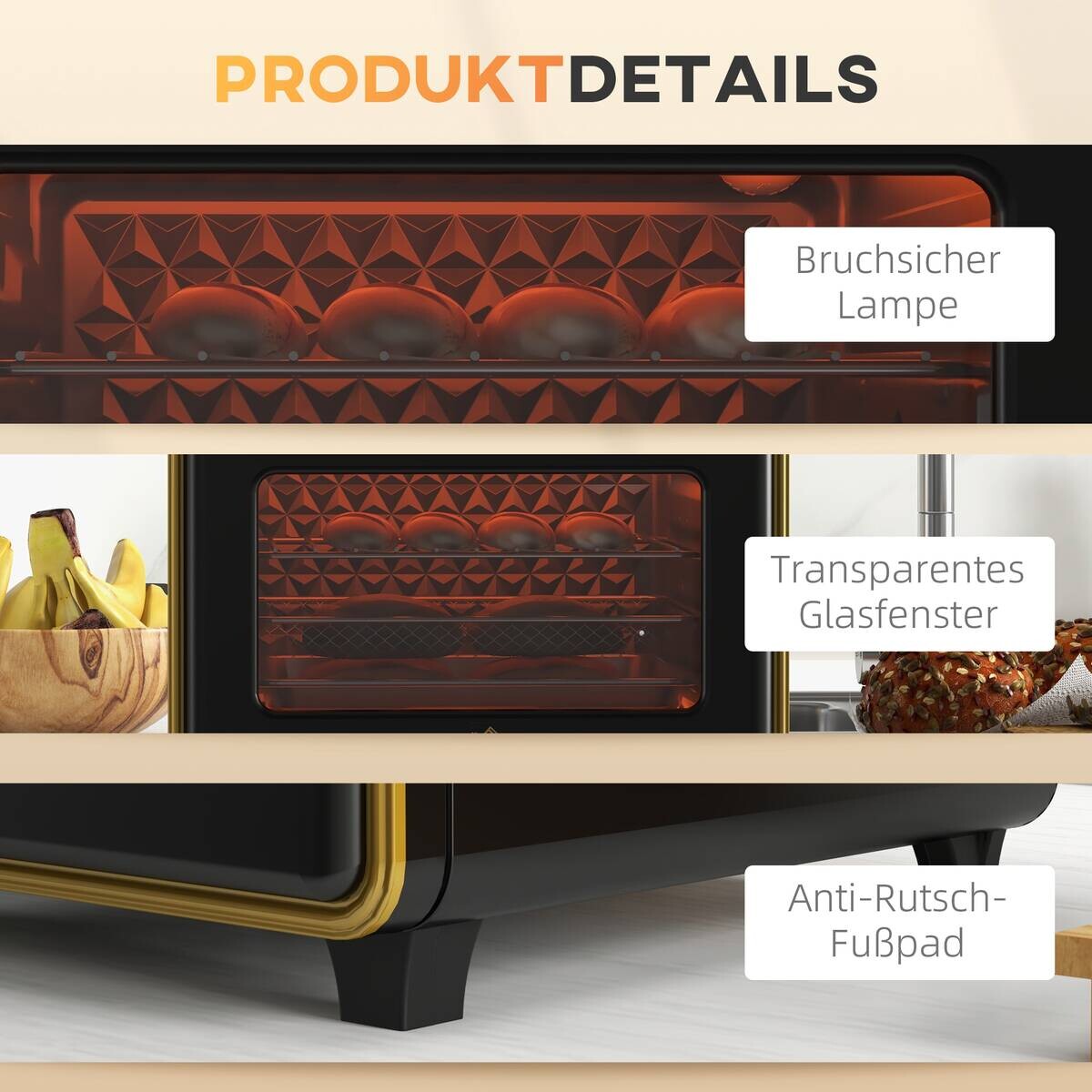 HOMCOM Küchengerät schwarz Edelstahl B/H/L: ca. 37,7x36x34,5 cm