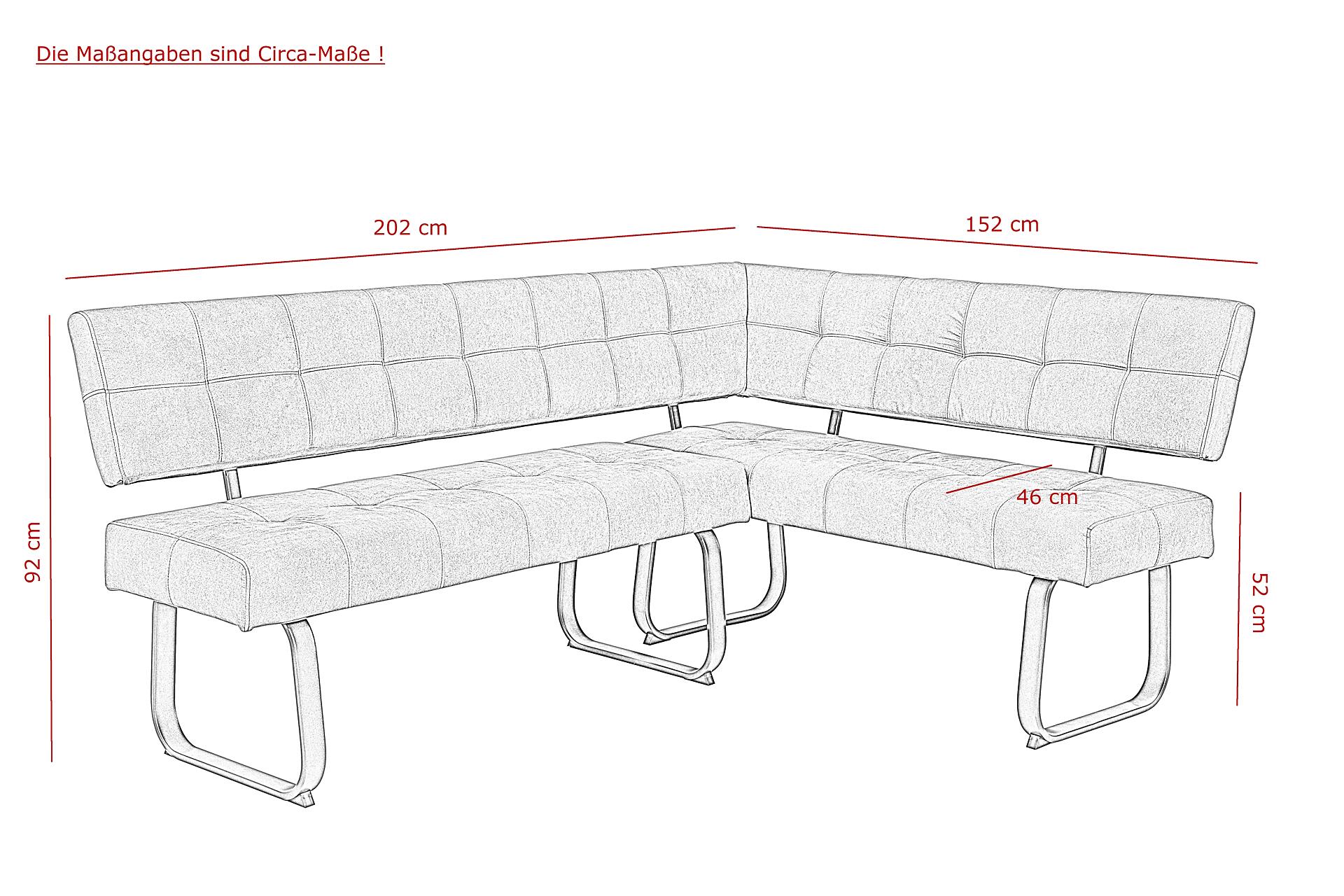 Eckbank LUISE LEB anthrazit Vintage Optik anthrazit B/H/T: ca. 202x92x152 cm