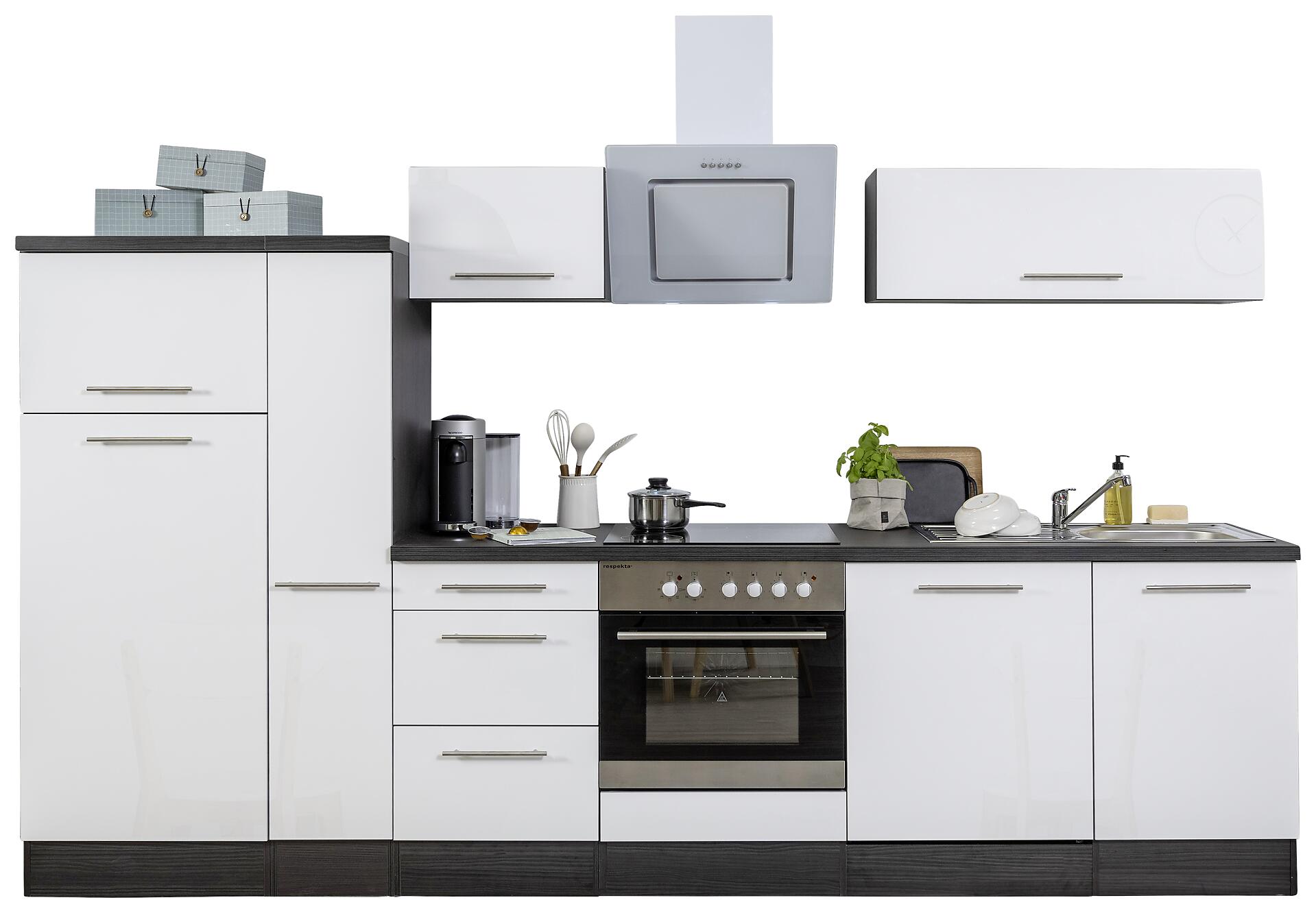Respekta Küchenblock Amanda weiß Hochglanz B/H/T: ca. 310x200x60 cm