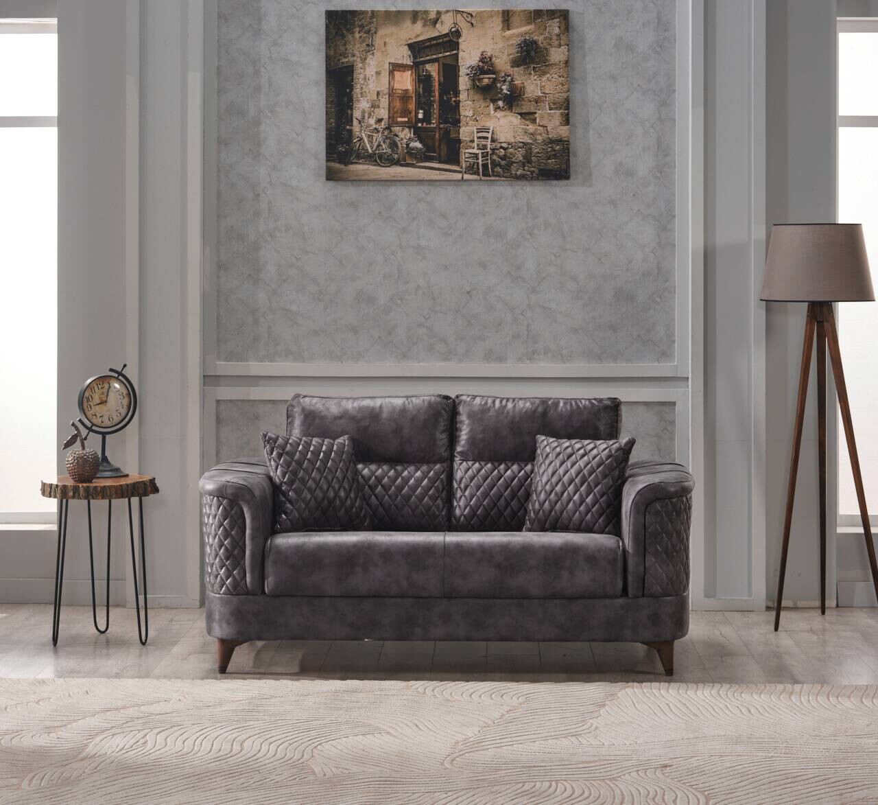 Sofa anthrazit Microfaser B/H/T: ca. 170x83x104 cm