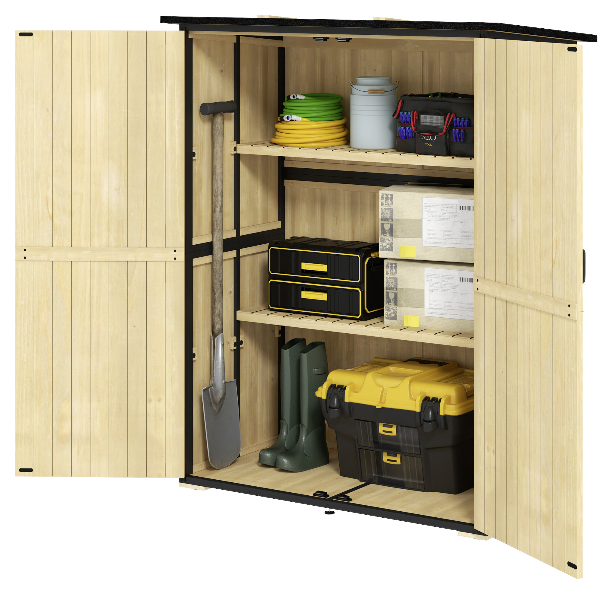 Outsunny Gartenschrank Holzoptik Holz B/H/L: ca. 74x173x140 cm