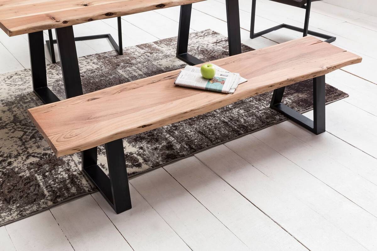 Sitzbank natur schwarz B/H/T: ca. 160x45x40 cm