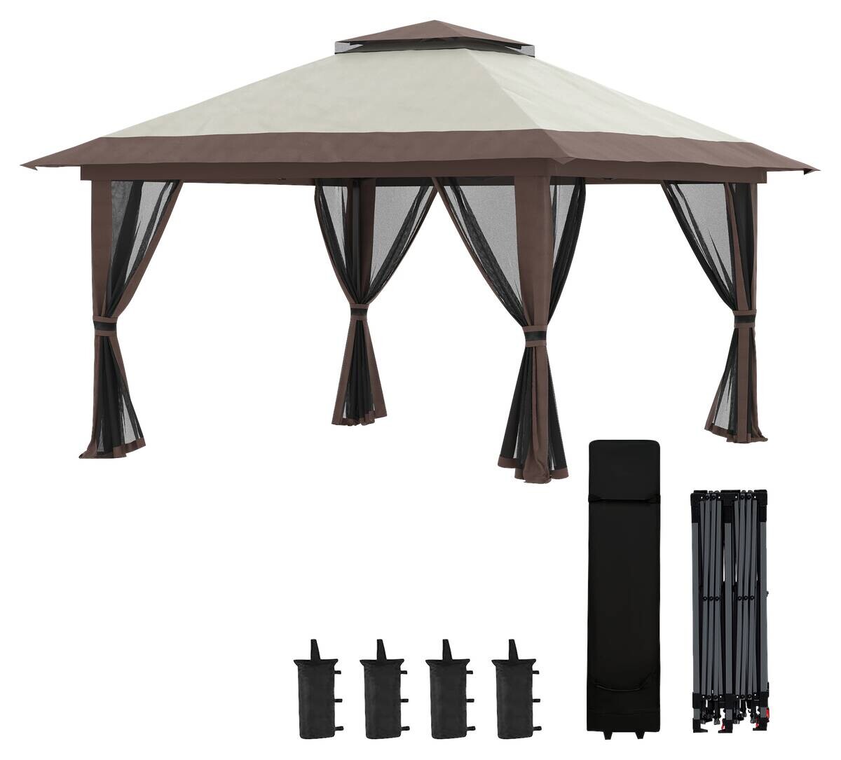 Outsunny Pavillon beige Polyester B/H/L: ca. 392x283x392 cm