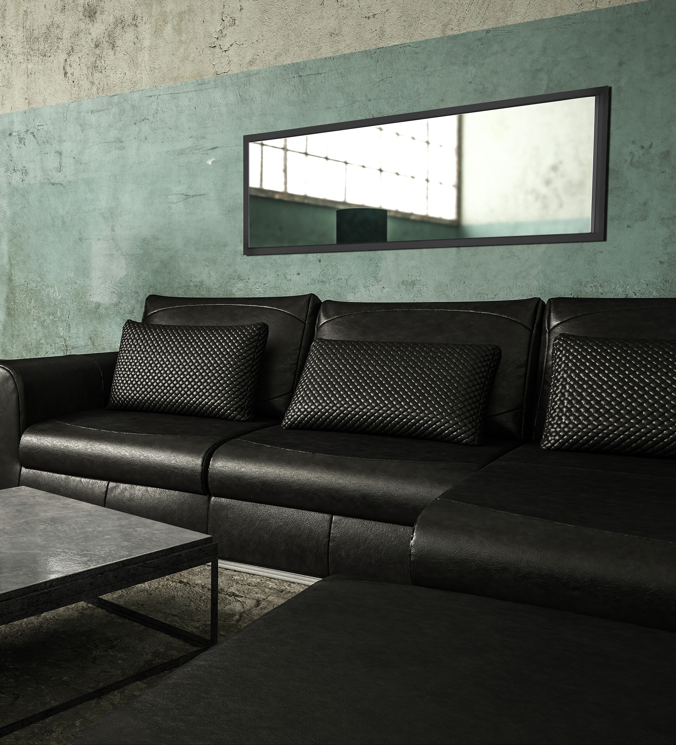 Rahmenspiegel Alea schwarz B/H: ca. 32x124 cm