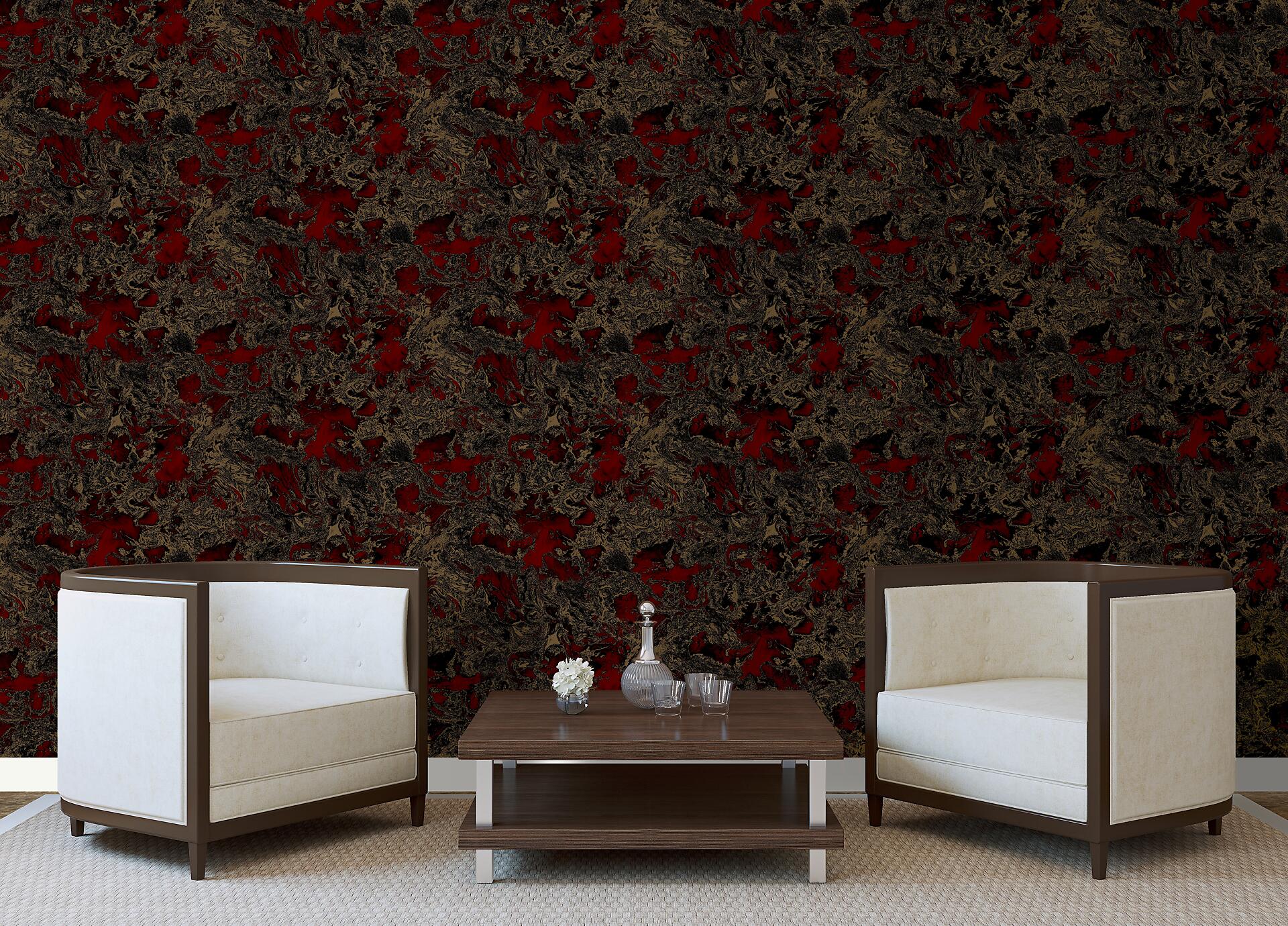 Vinyltapete Marmoroptik bordeauxrot gold B/L: ca. 53x1005 cm