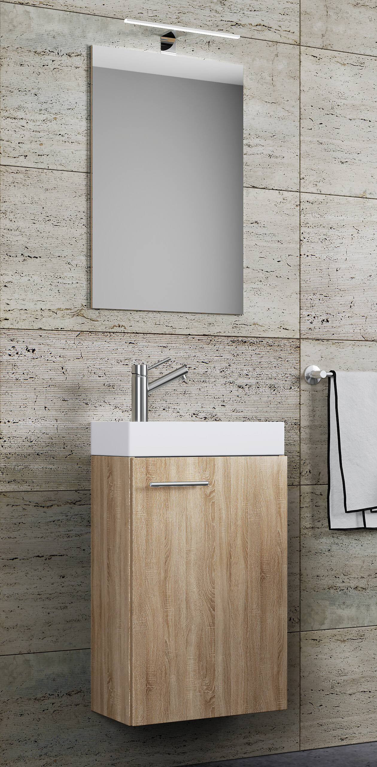 Waschplatz 4tlg-Slito Eiche Sonoma Nachbildung weiß B/H/T: ca. 41x135x22 cm